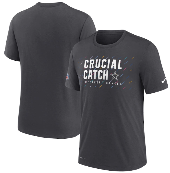 Men's Dallas Cowboys Charcoal 2021 Crucial Catch Performance T-Shirt Men's Dallas Cowboys Charcoal 2021 Crucial Catch Performance T-Shirt